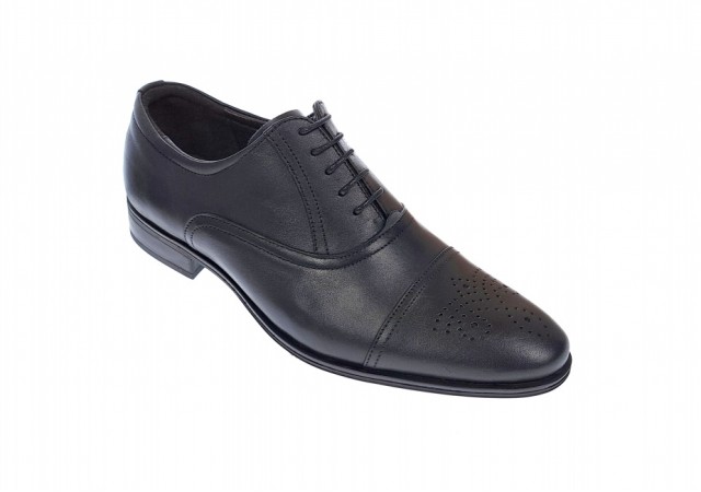 Pantofi barbati eleganti, cu siret, din piele naturala neagra - 356NEGRU