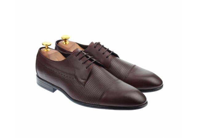 Pantofi barbati bordeaux, office, eleganti, cu siret, din piele naturala 709VIS