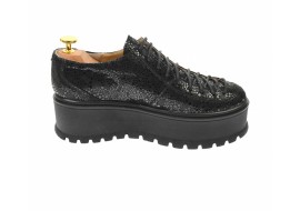 Pantofi dama casual cu platforme de 4 cm, negri - TCC4N