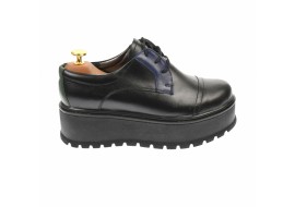 Pantofi dama casual cu platforme de 4 cm, negru cu albastru - TCC4NA