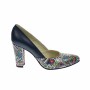 Oferta marimea 36 - Pantofi dama, eleganti, din piele naturala, bleumarin cu imprimeu, toc 7 cm - LNAA8BOXCOLOR