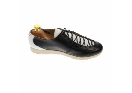 Pantofi dama casual din piele naturala, alb negru - P501NA