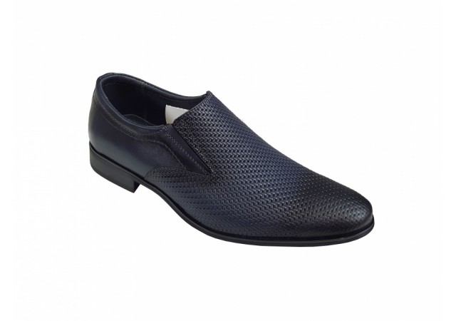 Pantofi barbati eleganti, din piele naturala, Bleumarin, cu elastic - CIUCALETI SHOES - 891BLM