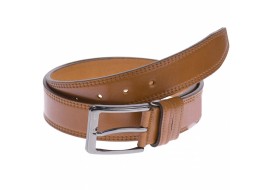 Curea barbati, casual-eleganta, din piele naturala, cusatura dubla, maro, latime 3.5cm - LS101M