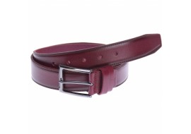 Curea barbati, casual-eleganta, din piele naturala, cusatura, visiniu, latime 3.4 cm - LS102V