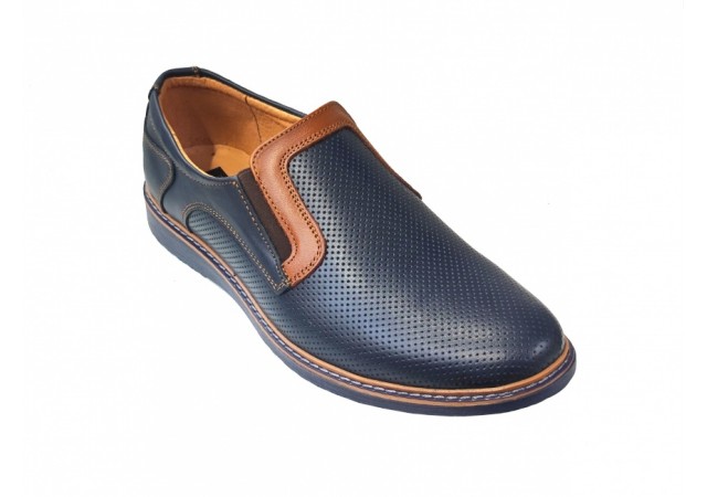 Pantofi barbati casual, din piele naturala, bleumarin, CIUCALETI SHOES, MARIOEBL