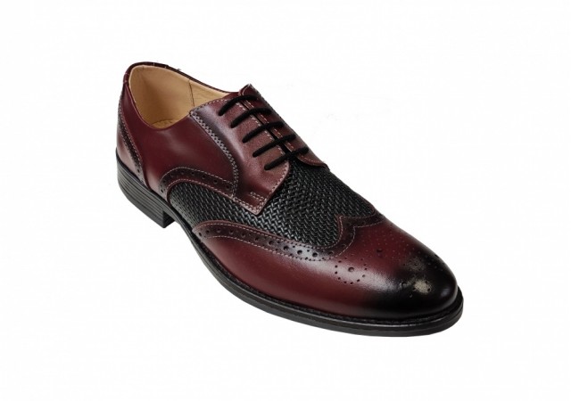 Pantofi barbati casual, din piele naturala Bordo si Negru, CIUCALETI SHOES, 993VISN