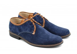 Pantofi barbati casual, din piele naturala, culoare bleumarin P34BLUE