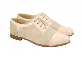 Pantofi dama casual din piele naturala BEJ - RUT2LACBEJ