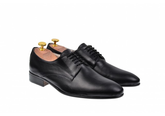 Pantofi barbati eleganti din piele naturala de culoare neagra NIC211SIR