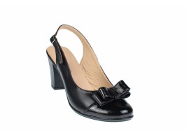 OFERTA  marimea  38 - Pantofi dama, eleganti din piele naturala in combinatie cu piele lac, culoare negru -  LS100LACN