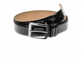 Curea barbati eleganta, din piele eco, lacuita neagra 3.5 cm - DR003LN